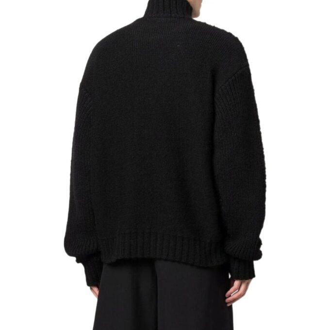 Off-White Men’ s FW22 Solid Color Logo Printing High Collar Wool Sweater Version Black