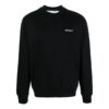 Off-White Men’ s FW22 Solid Color Logo Printing Round Neck Long Sleeves Version Black
