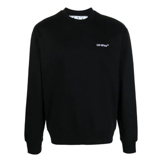 Off-White Men’ s FW22 Solid Color Logo Printing Round Neck Long Sleeves Version Black