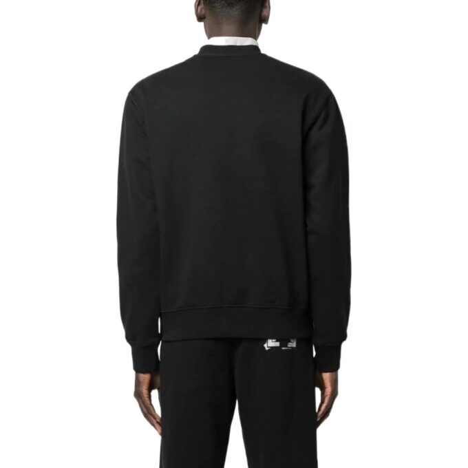 Off-White Men’ s FW22 Solid Color Logo Printing Round Neck Long Sleeves Version Black