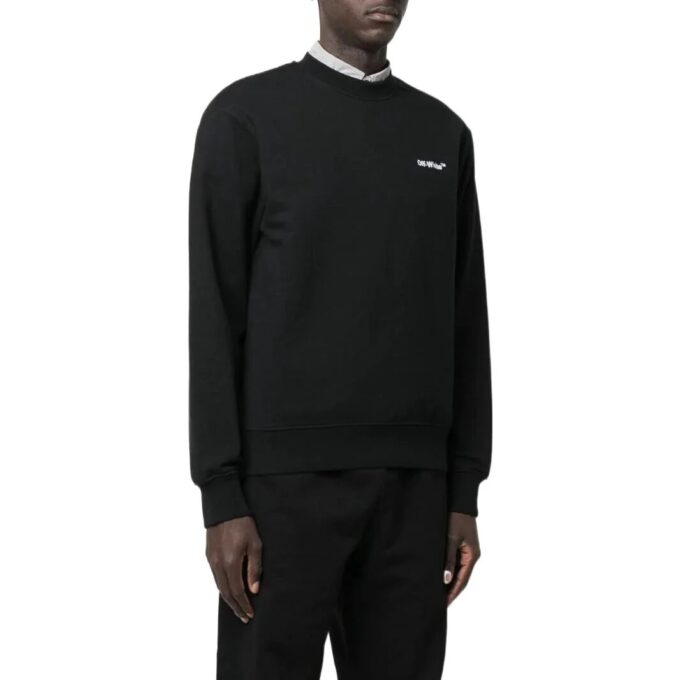 Off-White Men’ s FW22 Solid Color Logo Printing Round Neck Long Sleeves Version Black