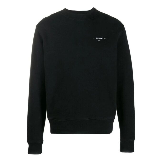 Off-White Men’ s FW22 Solid Color Logo Round Neck Long Sleeves Version Black