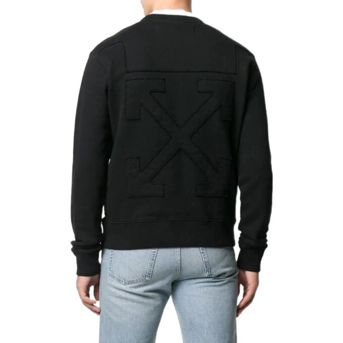 Off-White Men’ s FW22 Solid Color Logo Round Neck Long Sleeves Version Black