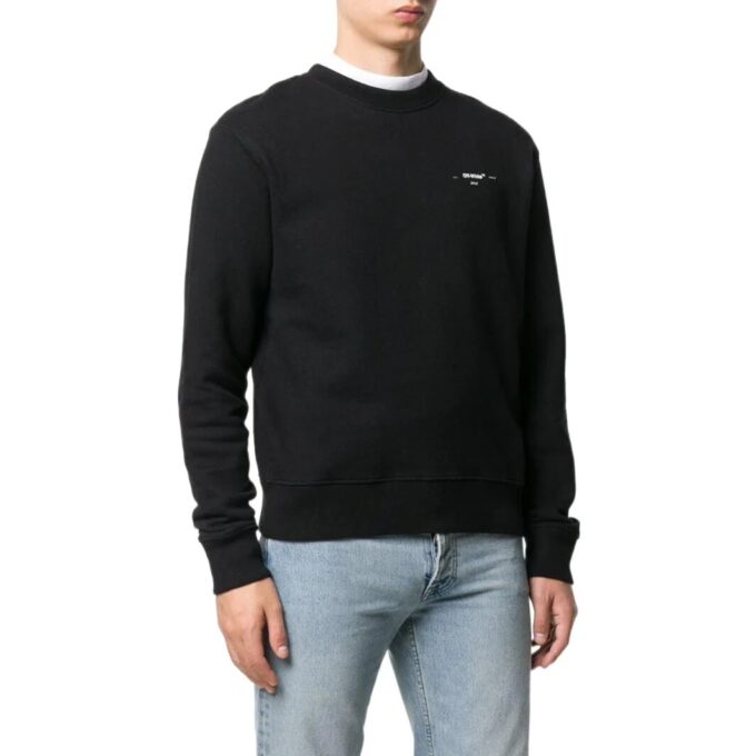Off-White Men’ s FW22 Solid Color Logo Round Neck Long Sleeves Version Black