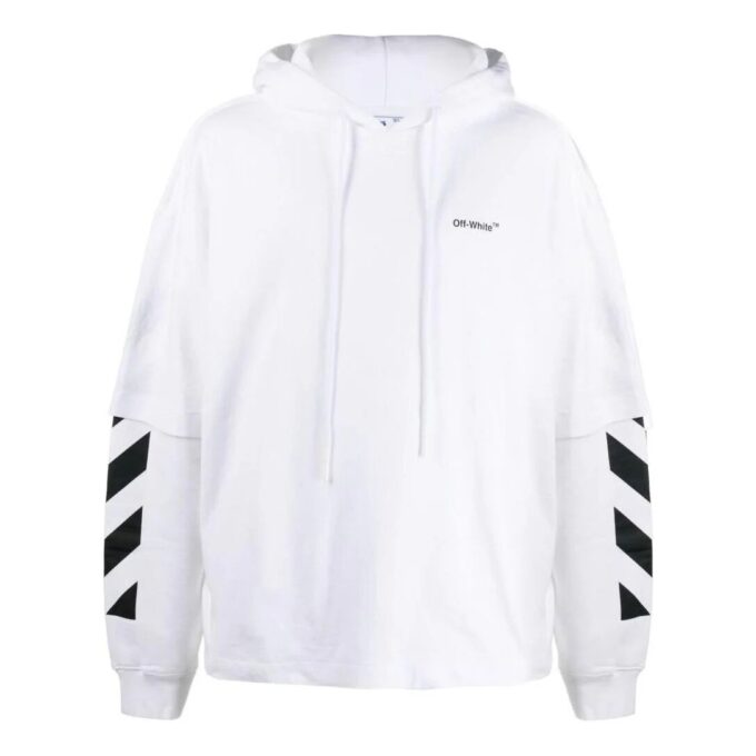 Off-White Men’ s FW22 Solid Color Printing Hooded Long Sleeves Version White