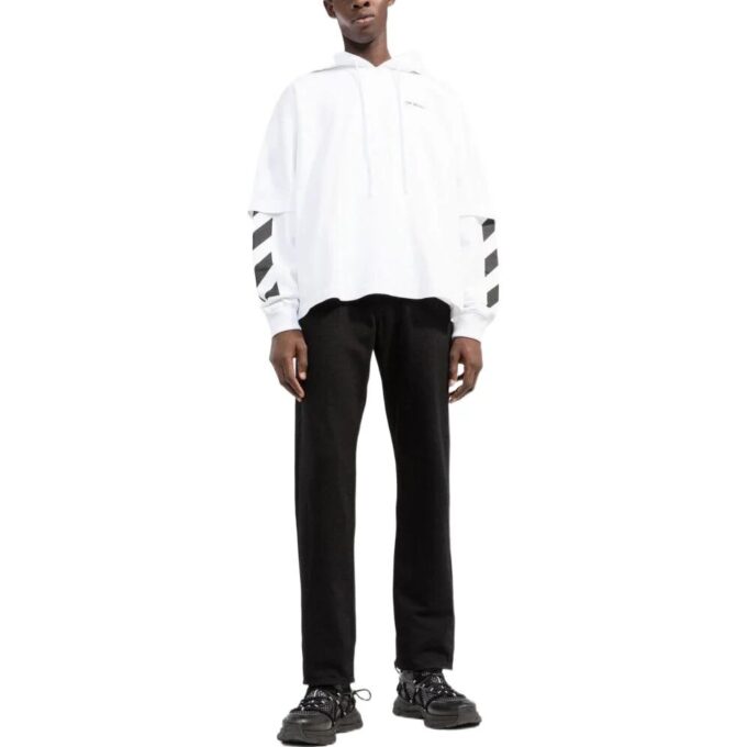 Off-White Men’ s FW22 Solid Color Printing Hooded Long Sleeves Version White