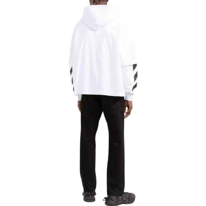 Off-White Men’ s FW22 Solid Color Printing Hooded Long Sleeves Version White