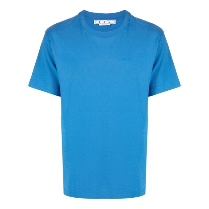 Off-White Men’ s FW22 Solid Color Printing Round Neck Short Sleeve Blue T-Shirt