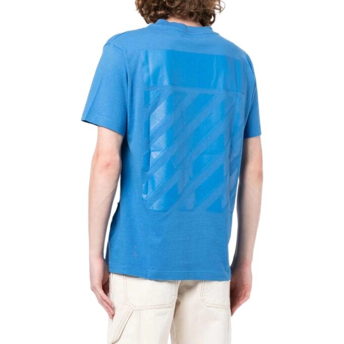 Off-White Men’ s FW22 Solid Color Printing Round Neck Short Sleeve Blue T-Shirt