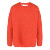 Off-White Men’ s FW22 Solid Color Round Neck Logo Embroidered Long Sleeves Wool Sweater Loose Fit Orange