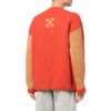 Off-White Men’ s FW22 Solid Color Round Neck Logo Embroidered Long Sleeves Wool Sweater Loose Fit Orange