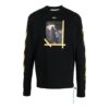 Off-White Men’ s FW22 Solid Color Round Neck Painting Printing Long Sleeves Black T-Shirt