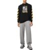 Off-White Men’ s FW22 Solid Color Round Neck Painting Printing Long Sleeves Black T-Shirt
