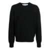 Off-White Men’ s FW22 Solid Color Round Neck Pullover Knit Wool Sweater Loose Fit Black