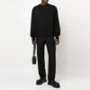 Off-White Men’ s FW22 Solid Color Round Neck Pullover Knit Wool Sweater Loose Fit Black