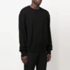 Off-White Men’ s FW22 Solid Color Round Neck Pullover Knit Wool Sweater Loose Fit Black