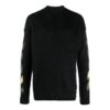 Off-White Men’ s FW22 Solid Color Stripe Pattern Long Sleeves Wool Sweater Version Black
