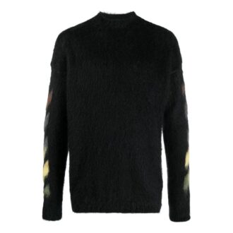 Off-White Men’ s FW22 Solid Color Stripe Pattern Long Sleeves Wool Sweater Version Black Off-White Men’ s FW22 Solid Color Stripe Pattern Long Sleeves Wool Sweater Version Black