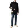 Off-White Men’ s FW22 Solid Color Stripe Pattern Long Sleeves Wool Sweater Version Black