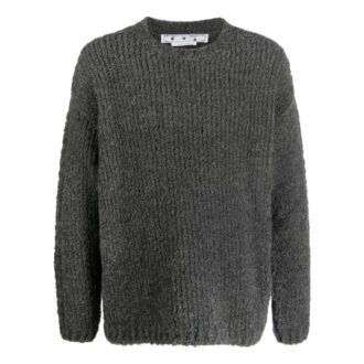 Off-White Men’ s FW22 Splicing Pattern Ribbed Knit Wool Sweater Black Off-White Men’ s FW22 Splicing Pattern Ribbed Knit Wool Sweater Black