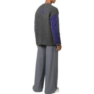 Off-White Men’ s FW22 Splicing Pattern Ribbed Knit Wool Sweater Black Off-White Men’ s FW22 Splicing Pattern Ribbed Knit Wool Sweater Black