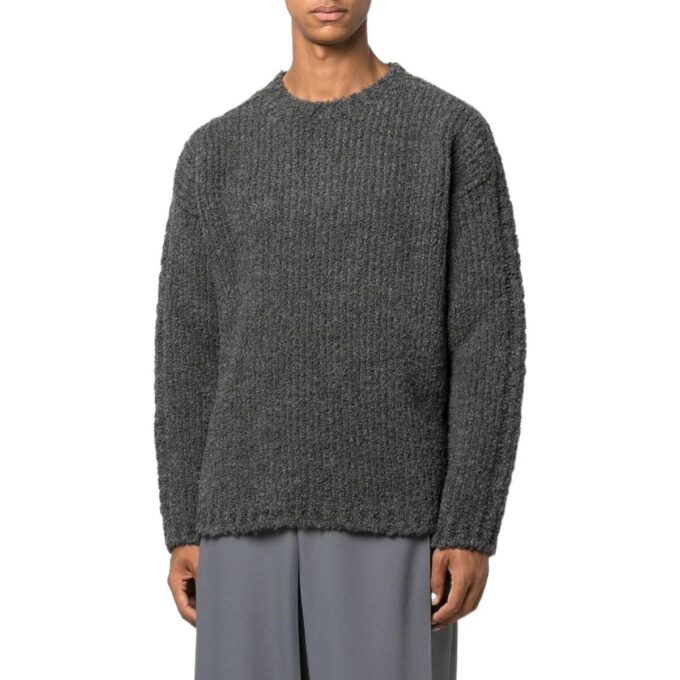 Off-White Men’ s FW22 Splicing Pattern Ribbed Knit Wool Sweater Black
