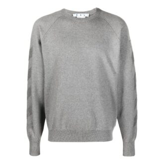 Off-White Men’ s FW22 Stripe Arrow Logo Printing Round Neck Pullover Version Gray Off-White Men’ s FW22 Stripe Arrow Logo Printing Round Neck Pullover Version Gray