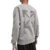 Off-White Men’ s FW22 Stripe Arrow Logo Printing Round Neck Pullover Version Gray