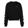 Off-White Men’ s FW22 Stripe Logo Printing Round Neck Long Sleeves Loose Fit Autumn Black