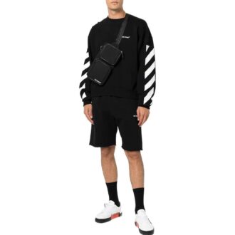 Off-White Men’ s FW22 Stripe Logo Printing Round Neck Long Sleeves Loose Fit Autumn Black Off-White Men’ s FW22 Stripe Logo Printing Round Neck Long Sleeves Loose Fit Autumn Black