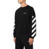 Off-White Men’ s FW22 Stripe Logo Printing Round Neck Long Sleeves Loose Fit Autumn Black