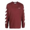 Off-White Men’ s FW22 Stripe Printing Round Neck Pullover Red