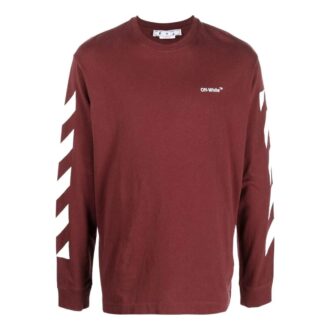 Off-White Men’ s FW22 Stripe Printing Round Neck Pullover Red Off-White Men’ s FW22 Stripe Printing Round Neck Pullover Red