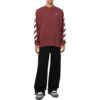Off-White Men’ s FW22 Stripe Printing Round Neck Pullover Red