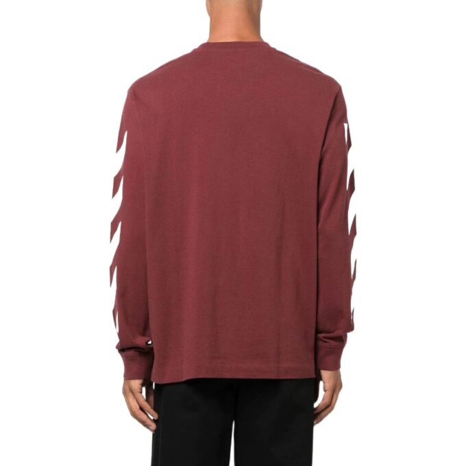 Off-White Men’ s FW22 Stripe Printing Round Neck Pullover Red