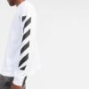 Off-White Men’ s FW22 Stripe Round Neck Long Sleeves White T-Shirt
