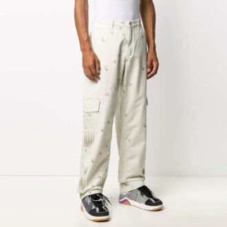Off-White Men’ s Geometry Pattern Buckle Casual Long Pants/Trousers Loose Fit White Off-White Men’ s Geometry Pattern Buckle Casual Long Pants/Trousers Loose Fit White