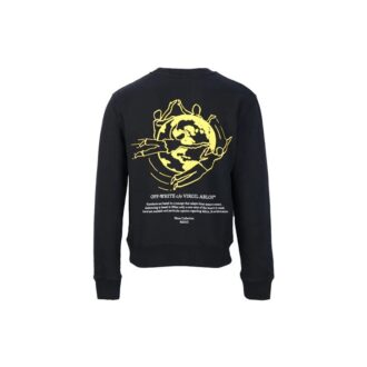Off-White Men’ s Gold Color Earth Pattern Printing Round Neck Black Off-White Men’ s Gold Color Earth Pattern Printing Round Neck Black
