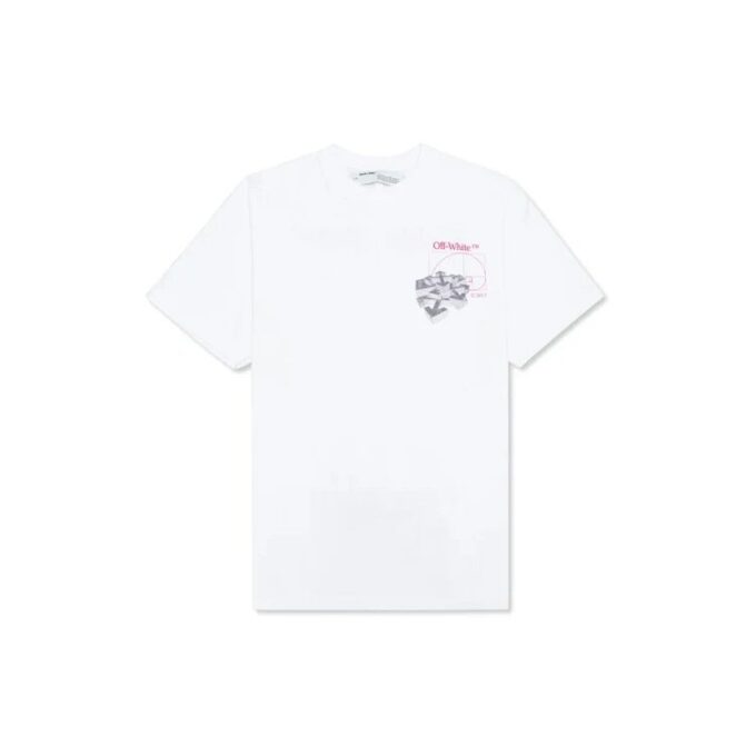 Off-White Men’ s Golden Ratio Yellow Gold Printing Short Sleeve White T-Shirt