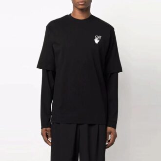 Off-White Men’ s Gradient Arrow Long Sleeves Loose Fit Black T-Shirt Off-White Men’ s Gradient Arrow Long Sleeves Loose Fit Black T-Shirt