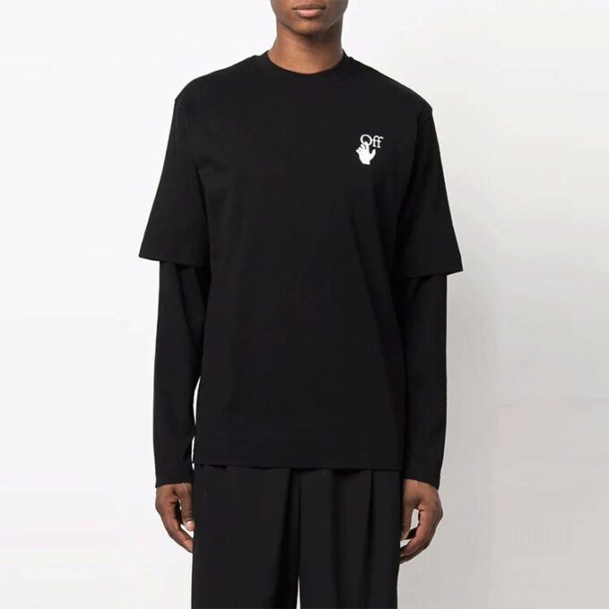 Off-White Men’ s Gradient Arrow Long Sleeves Loose Fit Black T-Shirt