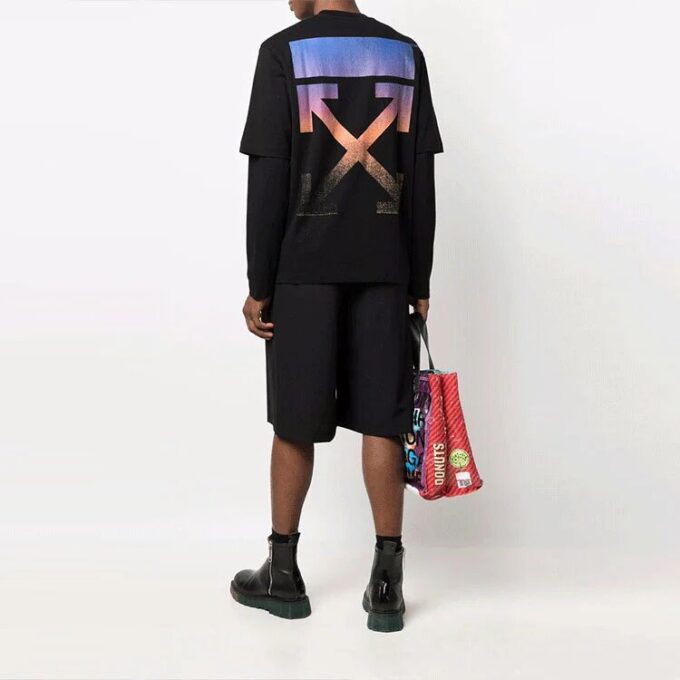 Off-White Men’ s Gradient Arrow Long Sleeves Loose Fit Black T-Shirt