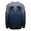 Off-White Men’ s Gradient Effect Round Neck Long Sleeves Wool Sweater Loose Fit Blue