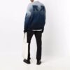 Off-White Men’ s Gradient Effect Round Neck Long Sleeves Wool Sweater Loose Fit Blue