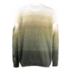 Off-White Men’ s Gradient Effect Round Neck Long Sleeves Wool Sweater Loose Fit Multicolor