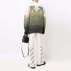 Off-White Men’ s Gradient Effect Round Neck Long Sleeves Wool Sweater Loose Fit Multicolor