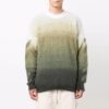 Off-White Men’ s Gradient Effect Round Neck Long Sleeves Wool Sweater Loose Fit Multicolor