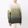 Off-White Men’ s Gradient Effect Round Neck Long Sleeves Wool Sweater Loose Fit Multicolor