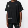 Off-White Men’ s Graffiti Arrow Pattern Short Sleeve Loose Fit Black T-Shirt