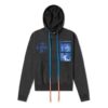 Off-White Men’ s Graphic Printed Drawstring Printing Hooded Long Sleeves Dark Grey